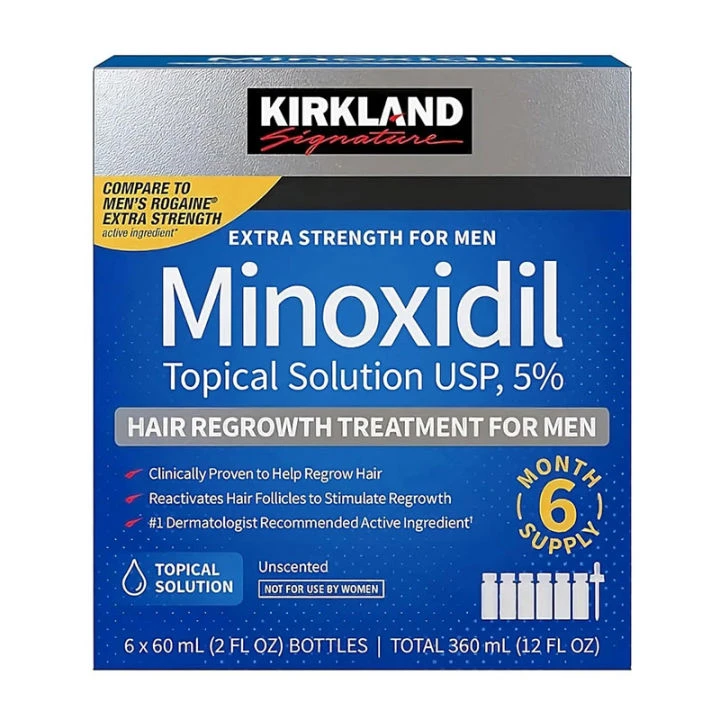 Kirkland Signature Minoxidil 5% Extra Strength Hair Regrowth Solution for Men (60ml / 6 Month Supply)