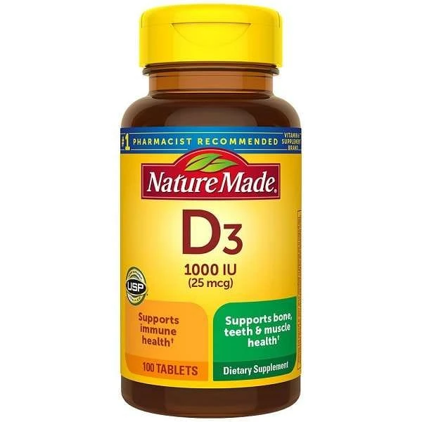 Nature Made Vitamin D3 1000 IU (25 mcg) - 100 Tablets